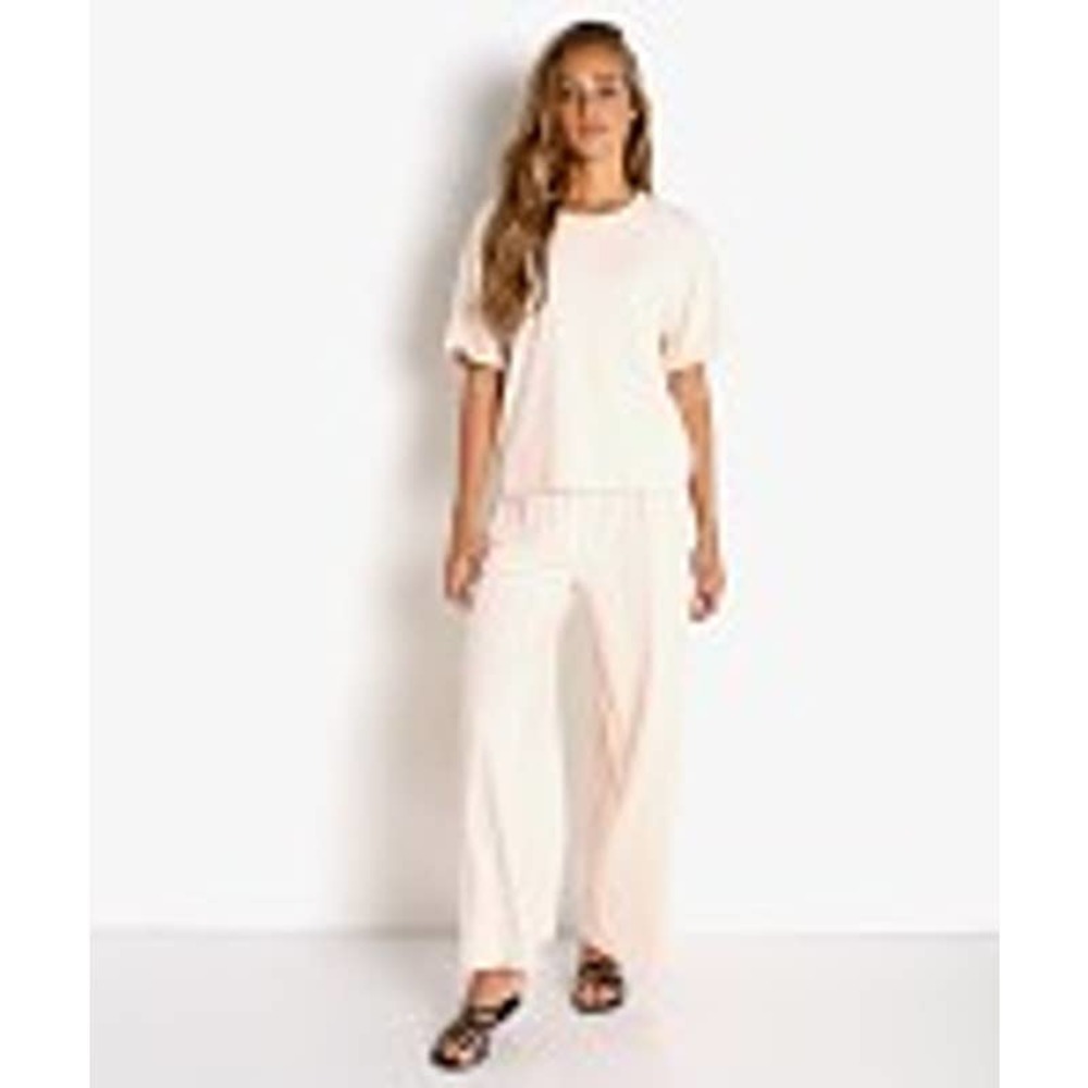 Callahan Knit Wear Bo Wide Leg Ribbed Pants in Cream - Picture 7 of 12